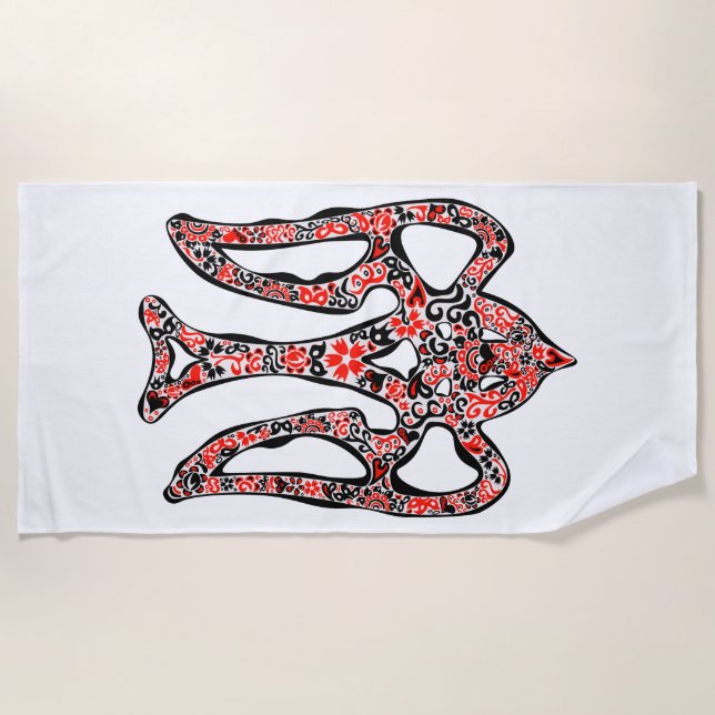 Ukrainisches Emblem trident tryzub stilisiert Strandtuch (Vorderseite)
