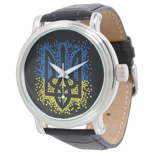 Ukrainisches Emblem trident tryzub zerstreut Herze Armbanduhr