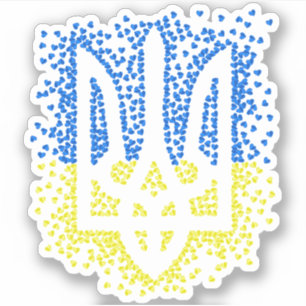 Ukrainisches Emblem trident tryzub zerstreut Herze Aufkleber