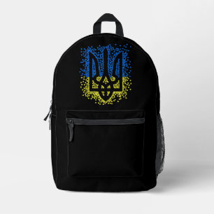 Ukrainisches Emblem trident tryzub zerstreut Herze Bedruckter Rucksack