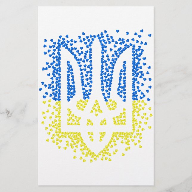 Ukrainisches Emblem trident tryzub zerstreut Herze Briefpapier (Vorderseite)