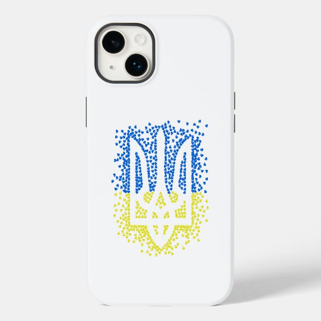 Ukrainisches Emblem trident tryzub zerstreut Herze Case-Mate iPhone 14 Plus Hülle (Rückseite)