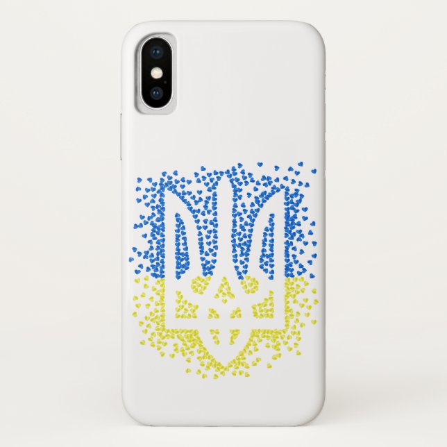Ukrainisches Emblem trident tryzub zerstreut Herze Case-Mate iPhone Hülle (Rückseite)