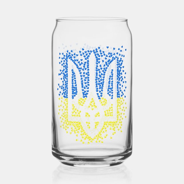 Ukrainisches Emblem trident tryzub zerstreut Herze Dosenglas (Vorderseite)