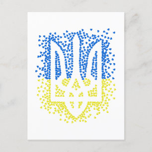 Ukrainisches Emblem trident tryzub zerstreut Herze Einladungspostkarte