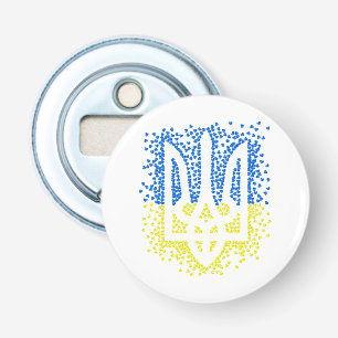 Ukrainisches Emblem trident tryzub zerstreut Herze Flaschenöffner