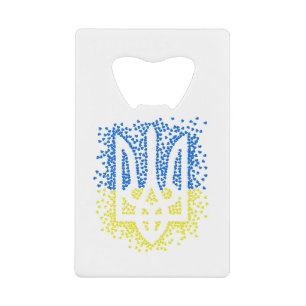 Ukrainisches Emblem trident tryzub zerstreut Herze Geldbeutel Flaschenöffner