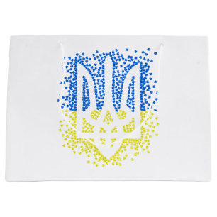 Ukrainisches Emblem trident tryzub zerstreut Herze Große Geschenktüte