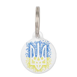 Ukrainisches Emblem trident tryzub zerstreut Herze Haustiermarke