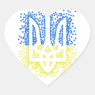 Ukrainisches Emblem trident tryzub zerstreut Herze Herz-Aufkleber