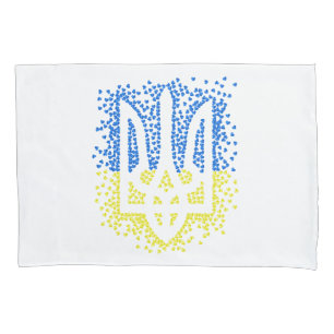 Ukrainisches Emblem trident tryzub zerstreut Herze Kissenbezug