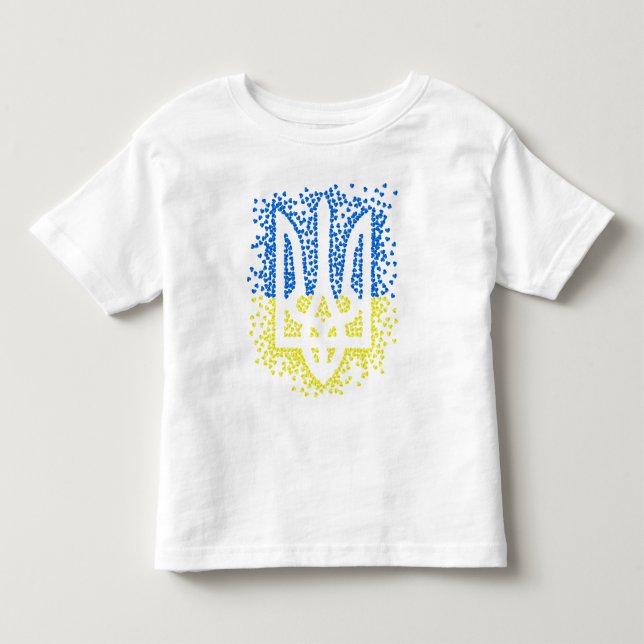 Ukrainisches Emblem trident tryzub zerstreut Herze Kleinkind T-shirt (Vorderseite)