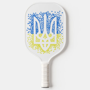 Ukrainisches Emblem trident tryzub zerstreut Herze Pickleball Schläger