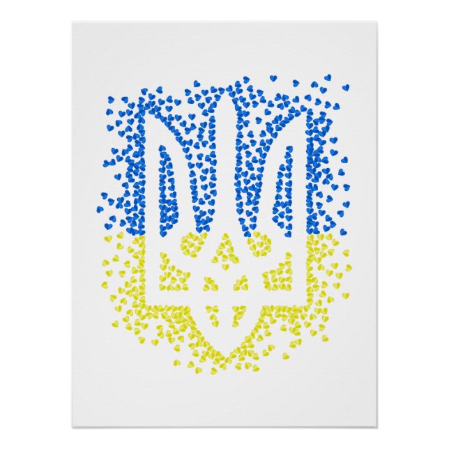 Ukrainisches Emblem trident tryzub zerstreut Herze Poster (Vorderseite)