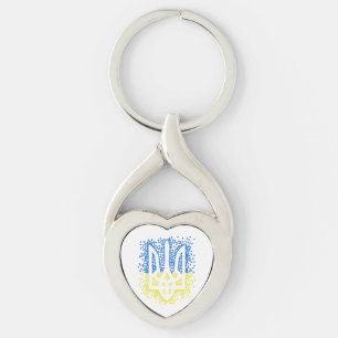 Ukrainisches Emblem trident tryzub zerstreut Herze Schlüsselanhänger