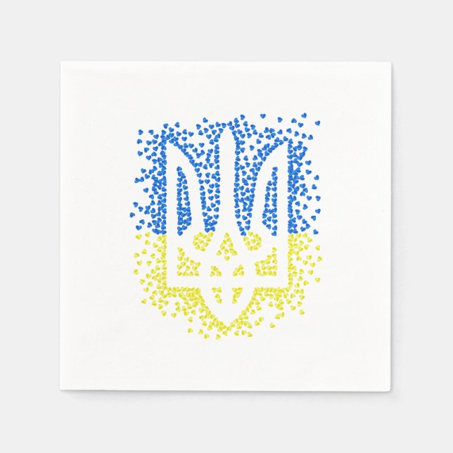 Ukrainisches Emblem trident tryzub zerstreut Herze Serviette (Vorderseite)
