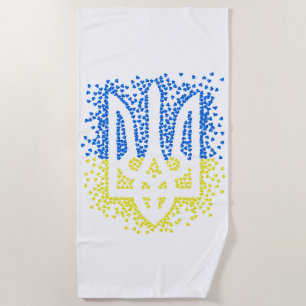 Ukrainisches Emblem trident tryzub zerstreut Herze Strandtuch