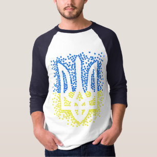 Ukrainisches Emblem trident tryzub zerstreut Herze T-Shirt