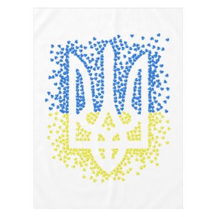 Ukrainisches Emblem trident tryzub zerstreut Herze Tischdecke