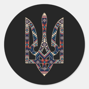 Ukrainisches Emblem Ukraine Symbol Stickerei Runder Aufkleber