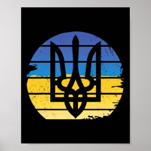 Ukrainisches Flagge Dreizack-Shirt Pro Ukraine Mil Poster