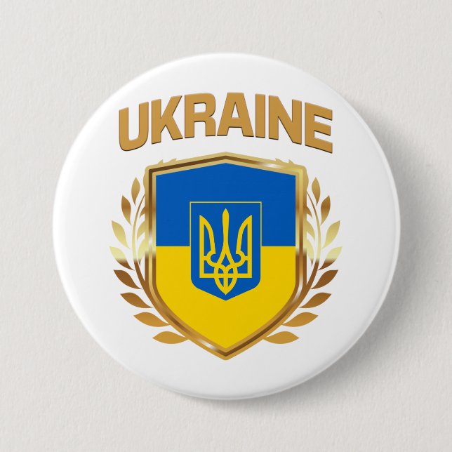 ukrainisches Flaggenschild und Emblem Button (Vorderseite)