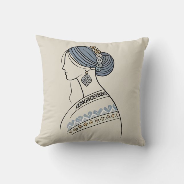 Ukrainisches Folk Art Throw Kissen | Liniengrafike (Vorderseite)