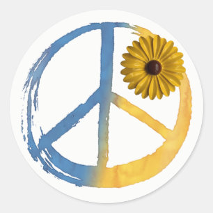 Ukrainisches FRIEDEN Symbol Zeichen Sonnenblume Uk Runder Aufkleber