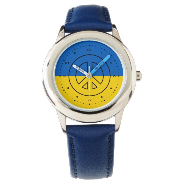 ukrainisches Friedenszeichen Armbanduhr (Vorderseite)