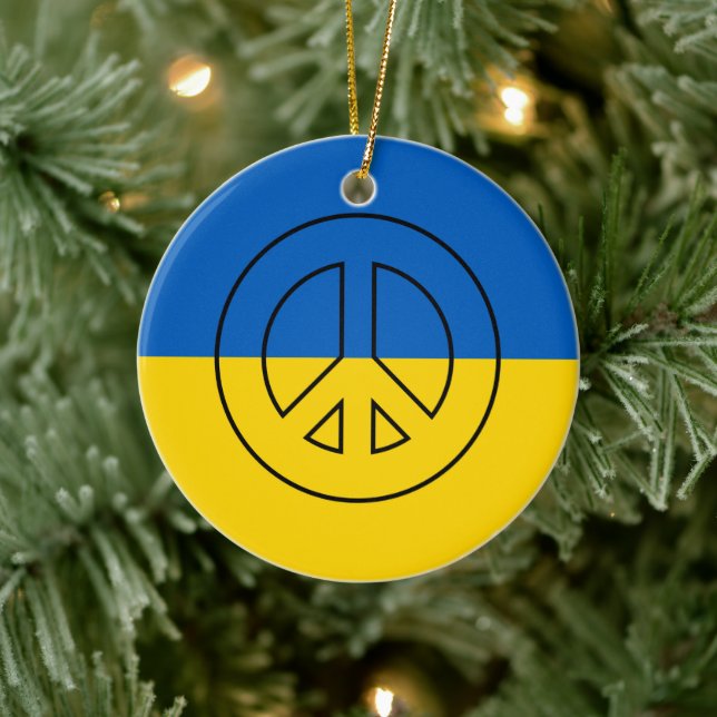 ukrainisches Friedenszeichen Keramik Ornament (Baum)