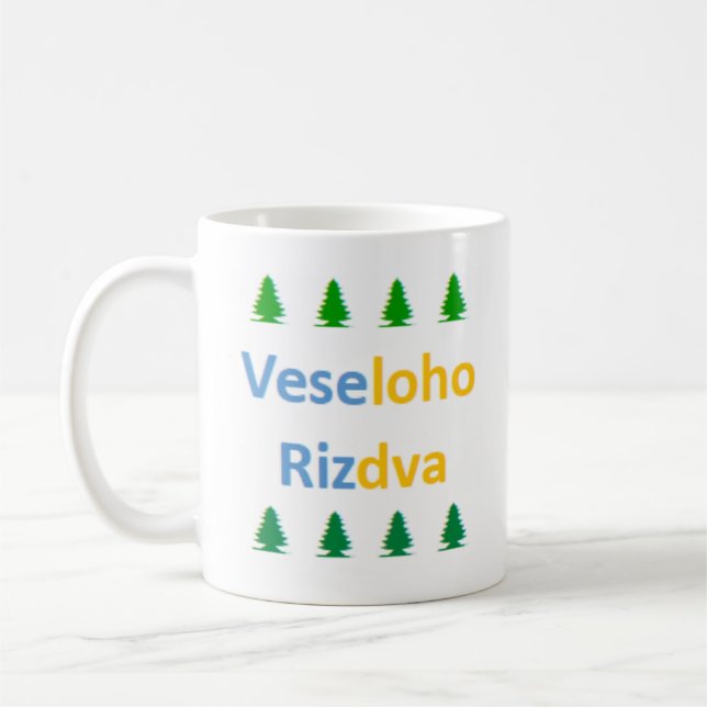 ukrainisches Frohe Weihnachten Kaffeetasse (Links)