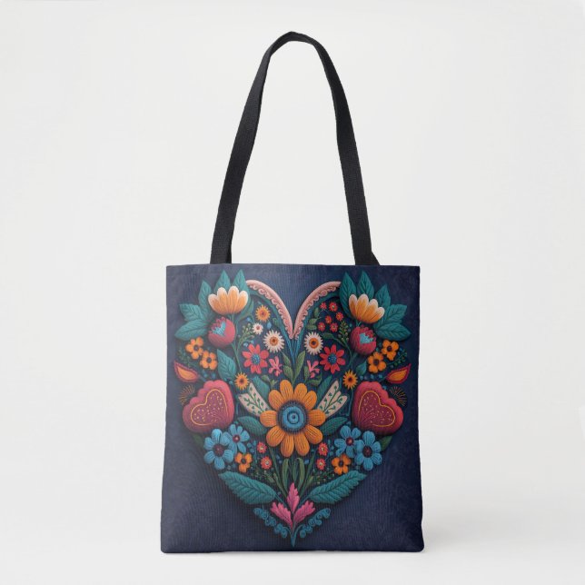 Ukrainisches Herz der Blume Tasche (Vorderseite)
