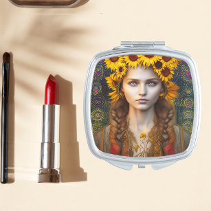 Ukrainisches Mädchen von Amulets & Sonnenblumen Taschenspiegel