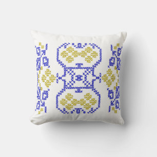 Ukrainisches Motiv. Folk Stickerei gelb blau Thro Kissen