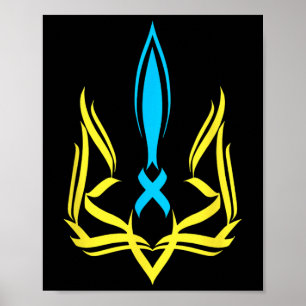 Ukrainisches Nationalemblem Gelbe Blaue Farben - U Poster