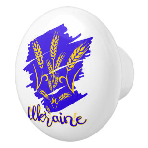 Ukrainisches Nationalsymbol Tryzub aus Weizenähre Keramikknauf