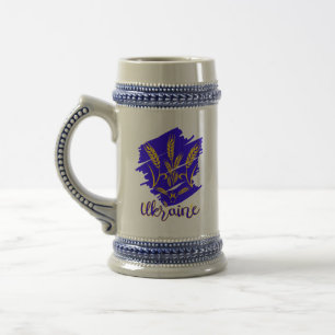 Ukrainisches Nationalsymbol tryzub aus Weizenohr Bierglas