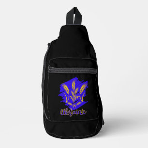 Ukrainisches Nationalsymbol tryzub aus Weizenohr Crossbody Bag