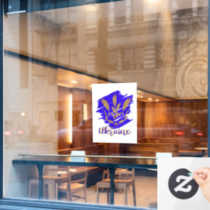 Ukrainisches Nationalsymbol tryzub aus Weizenohr Fensteraufkleber