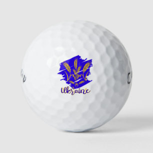 Ukrainisches Nationalsymbol tryzub aus Weizenohr Golfball