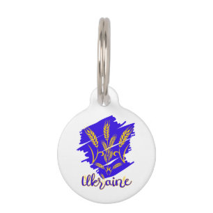 Ukrainisches Nationalsymbol tryzub aus Weizenohr Haustiermarke