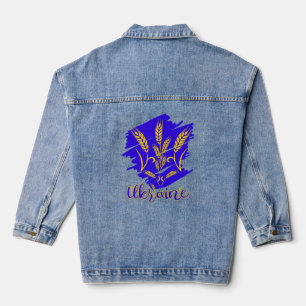 Ukrainisches Nationalsymbol tryzub aus Weizenohr Jeansjacke