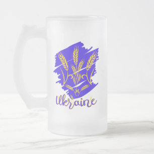 Ukrainisches Nationalsymbol tryzub aus Weizenohr Mattglas Bierglas