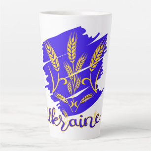 Ukrainisches Nationalsymbol tryzub aus Weizenohr Milchtasse