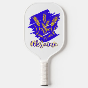 Ukrainisches Nationalsymbol tryzub aus Weizenohr Pickleball Schläger