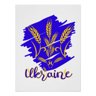 Ukrainisches Nationalsymbol tryzub aus Weizenohr Poster