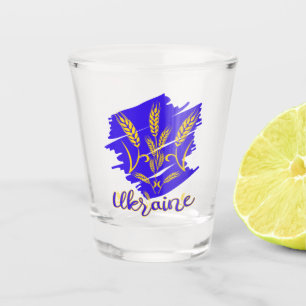 Ukrainisches Nationalsymbol tryzub aus Weizenohr Schnapsglas