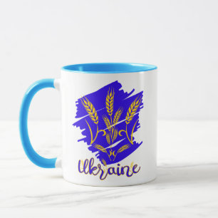Ukrainisches Nationalsymbol tryzub aus Weizenohr Tasse