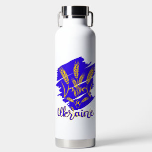 Ukrainisches Nationalsymbol tryzub aus Weizenohr Trinkflasche