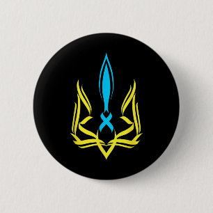Ukrainisches Nationalwappen Gelb Blaue Farben - Uk Button